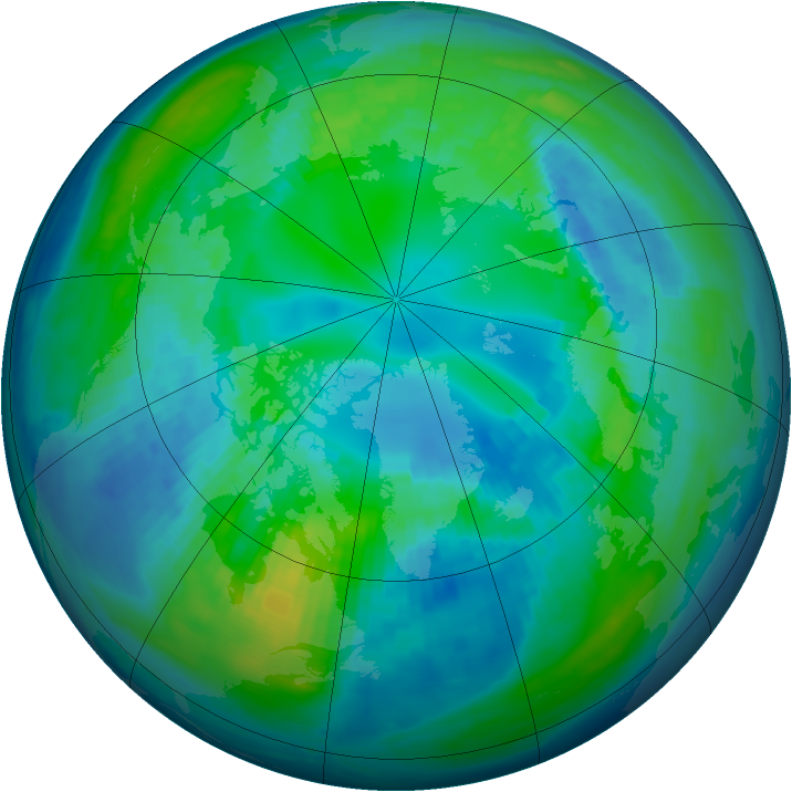 Arctic ozone map for 20 October 1992